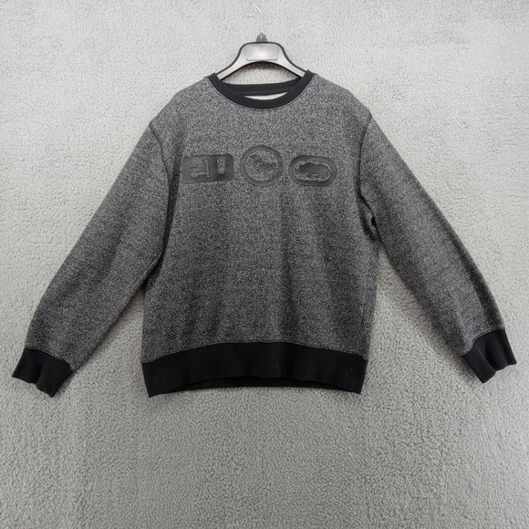 ecko unltd Sweater Mens Medium Gray Black Vintage Inspired‎ Logo Sweatshirt Crew - Picture 1 of 9
